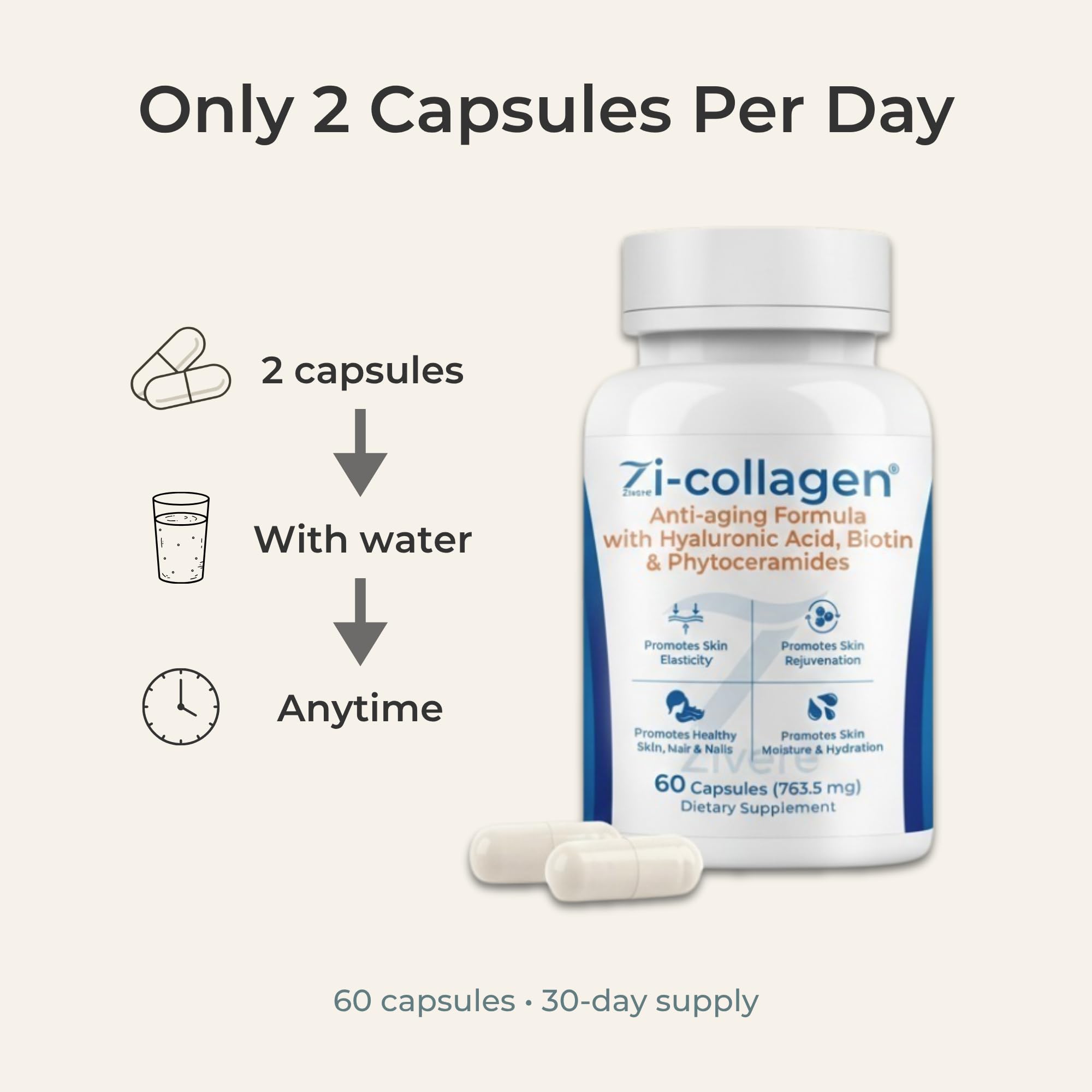 Amazon.com: Zivere Zi-Collagen Marine Collagen Capsules for Skin